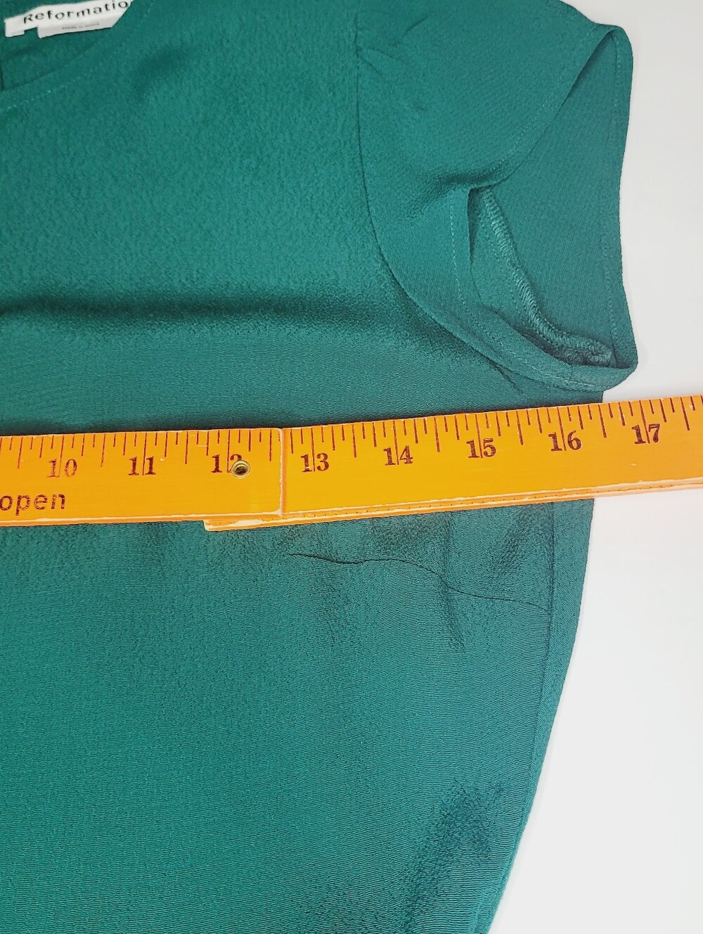 Reformation Maren Dress Emerald Green Midi Slim fit Cap Sleeves Back Cut-out - Picture 7 of 11
